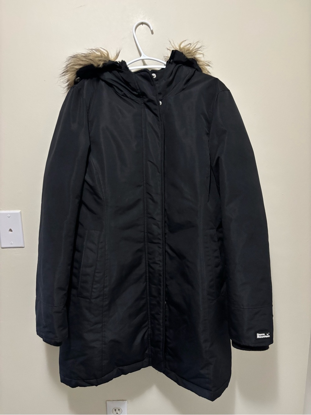 Storm Mountain The Logan Parka Black Faux Fur Hood Winter Coat Size L